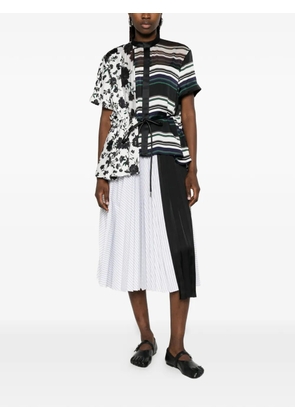 sacai striped pleated midi skirt - White
