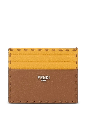 FENDI stitched bicolour cardholder - Brown