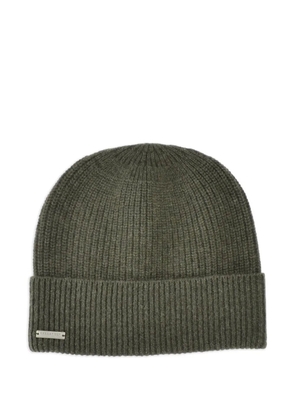 SEEBERGER logo-plaque ribbed beanie - Green