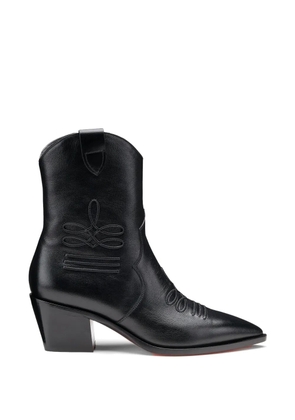 Santoni embroidered leather ankle boot - Black