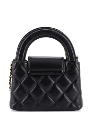 CHANEL Pre-Owned Kelly Top Handle Shopping Bag Quilted Shiny Aged Calfskin Nano crossbody bag - Black
