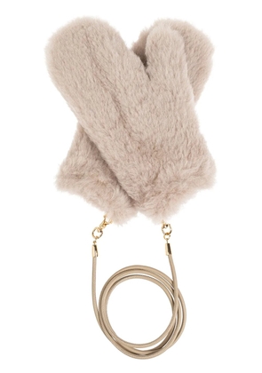 Max Mara faux fur wool mittens - Neutrals