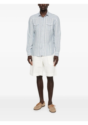 Barba striped flap-pockets shirt - Blue