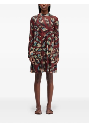 Osklen long-sleeve print mini dress - Brown