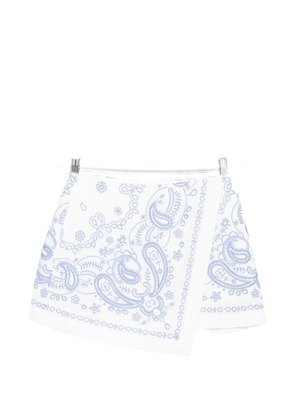 Self-Portrait paisley-enbroidered shorts - White