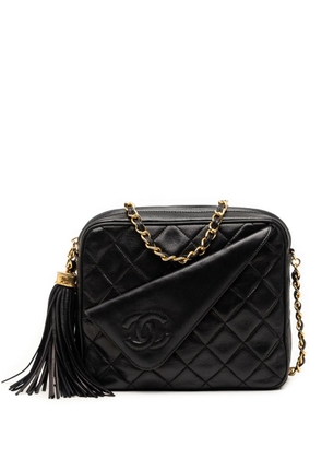 CHANEL Pre-Owned 1986-1988 Mini CC Quilted Lambskin Tassel Camera Bag crossbody bag - Black