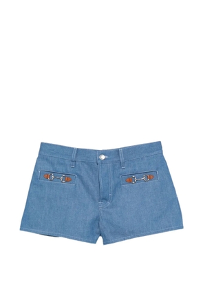 Gucci horsebit-detail cotton denim shorts - Blue