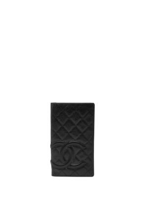 CHANEL Pre-Owned 2008-2009 Quilted Aged Calfskin Cambon Ligne Bifold Wallet long wallets - Black