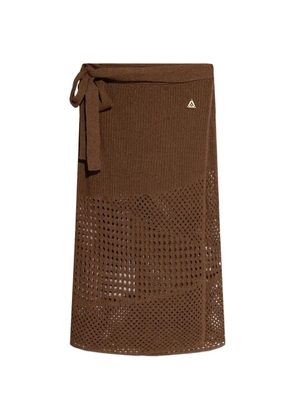 Akep side-tie open-knit midi skirt - Brown