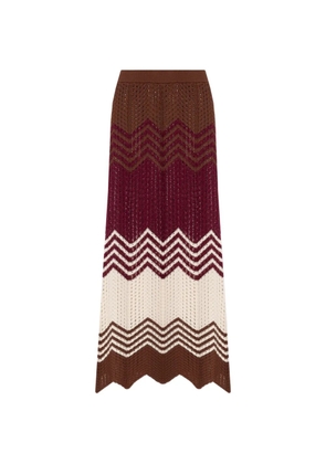 Akep zigzag-pattern knitted maxi skirt - Red