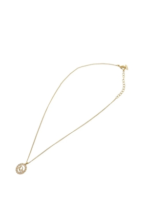 Christian Dior Pre-Owned 20th Century Gold Plated Logo Rhinestones Pendant Necklace costume necklace