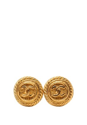 CHANEL Pre-Owned 1970-1980 Gold Plated CC Round Clip On Earrings costume earrings