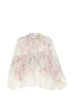 Paper Lace floral ruffled blouse - Neutrals