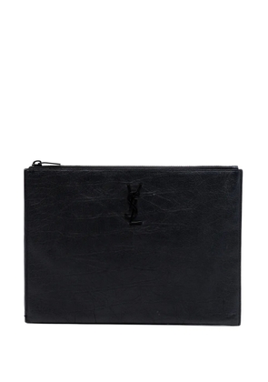 Saint Laurent Pre-Owned 2019 Croc Embossed Leather Monogram clutch bag - Black