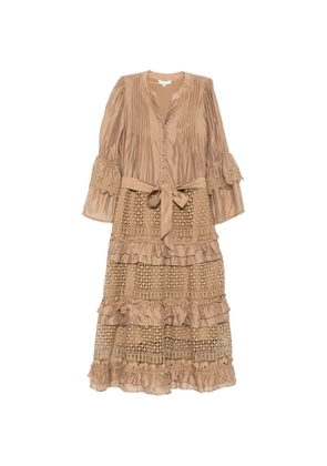 Paper Lace lace ruffled midi dress - Brown