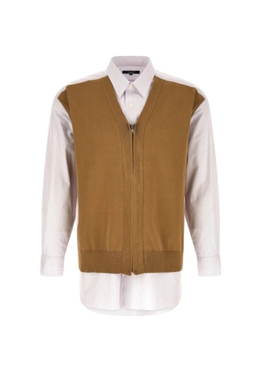 Comme des Garçons Homme striped cardigan-insert shirt - White