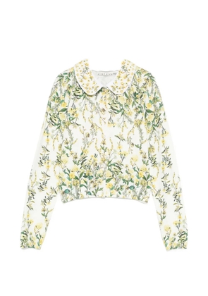 alice + olivia printed collar cardigan - White