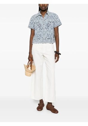 alice + olivia floral-lace button shirt - Blue