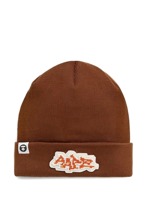 AAPE BY *A BATHING APE® logo-patch beanie - Brown