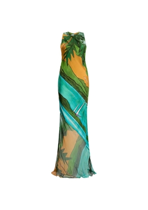 Donde Esteban Magdalena halter-neck maxi dress - Green