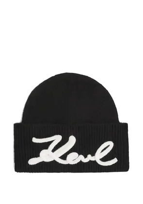 Karl Lagerfeld knitted logo hat - Black