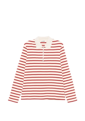 Jil Sander striped zip polo shirt - Red