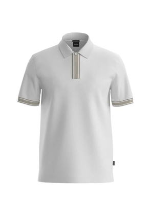 BOSS zip-up striped-trim polo shirt - White
