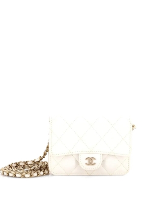 CHANEL Pre-Owned Classic Flap with Chain Quilted Caviar Small clutch bag - White