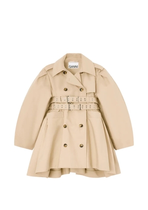GANNI belted double-breasted coat - Neutrals