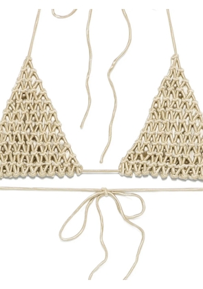 Isa Boulder macramé triangle bikini top - Neutrals