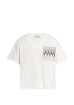 Akep V-neck patch-pocket T-shirt - Neutrals