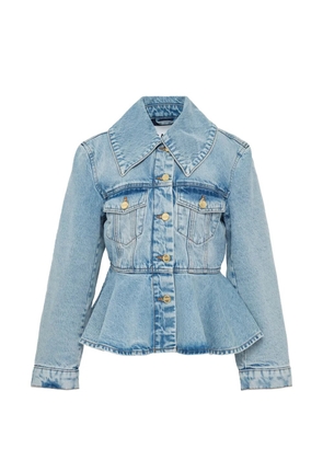 GANNI pleated peplum denim jacket - Blue
