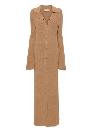 Aya Muse Agos knitted maxi cardi-coat - Neutrals