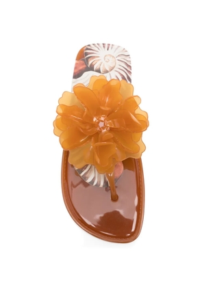 FARM Rio flower flip flops - Brown