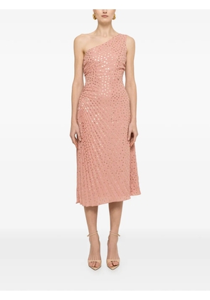NISSA one-shoulder pleated midi dress - Pink