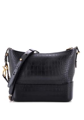 CHANEL Pre-Owned Gabrielle with Logo Handle Crocodile Embossed Calfskin Medium hobo bag - Black