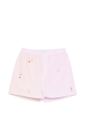 Maison Labiche striped embroidery shorts - Pink