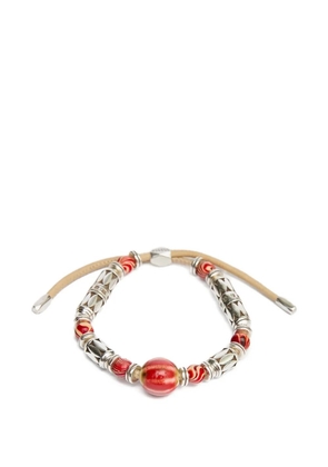 ISABEL MARANT Janys beaded leather bracelet - Silver