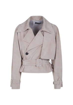 DRHOPE belted suede jacket - Neutrals