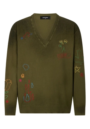 DSQUARED2 long-sleeve V-neck sweater - Green