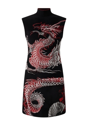 Roberto Cavalli dragon floral print mini dress - Black