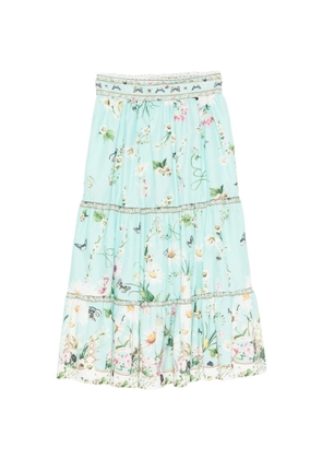 Paper Lace floral tiered skirt - Blue
