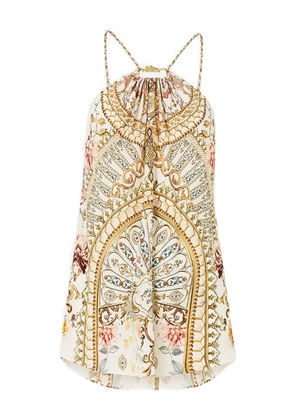 Camilla gather-neck ottoman dynasty top - Neutrals