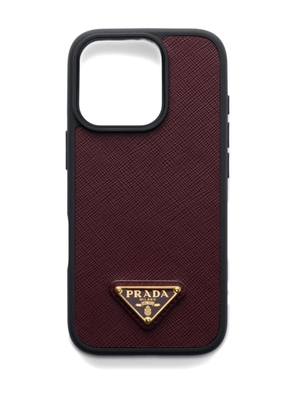 Prada Saffiano leather iPhone 16 Pro case - Brown