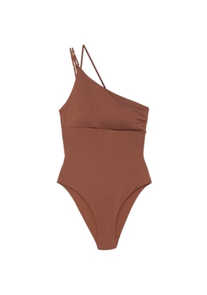 Max Mara shoulder strap asymmetric swimsuit - Brown