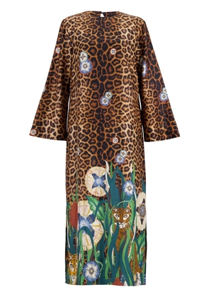 PAULA printed silk dress - Brown