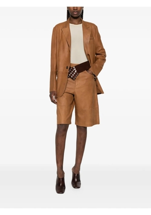 Tela notched-lapel leather blazers - Brown