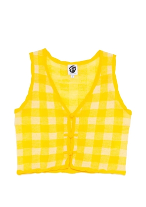 YANYAN KNITS checked cardigan - Yellow