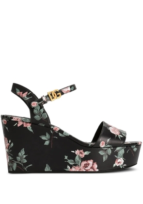 Dolce & Gabbana calfskin weDGe sandals - Black