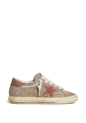 Golden Goose Super-Star LTD in gray suede with red waxed suede star and heel tab sneakers - Neutrals